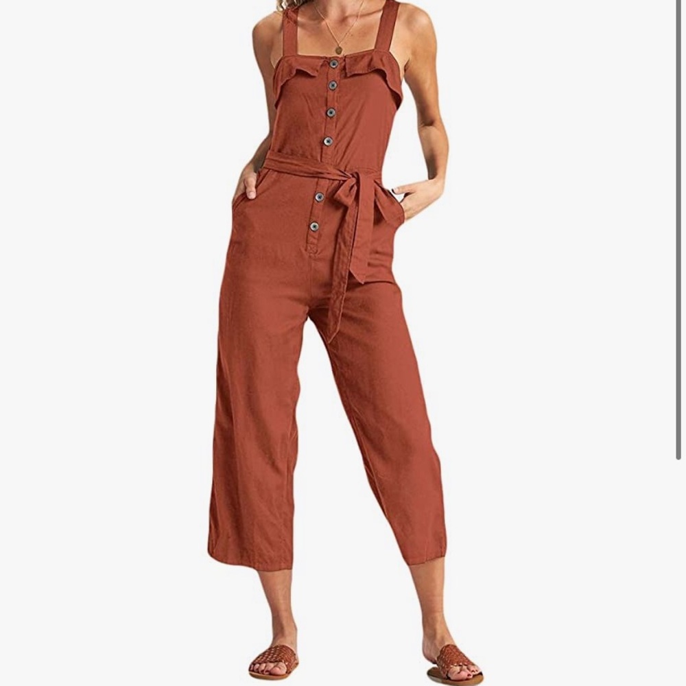 Billabong Sandy Toes Wide-leg Crop Jumpsuit in henna